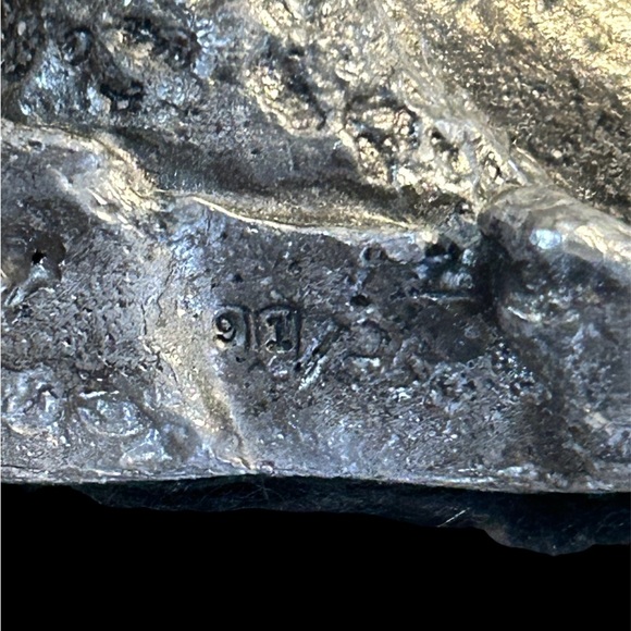 Vintage Wally Shoop Pewter Sculpture Mother & Baby Seal On Rocks Signed - Picture 7 of 7